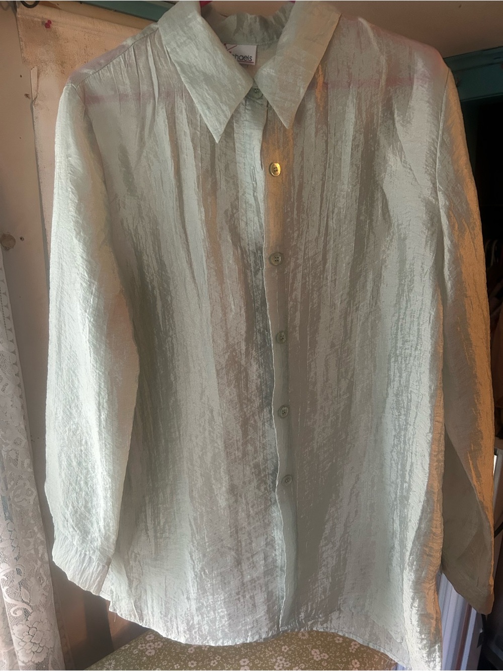 Michaels Mint Green Button-Down Textured Shirt